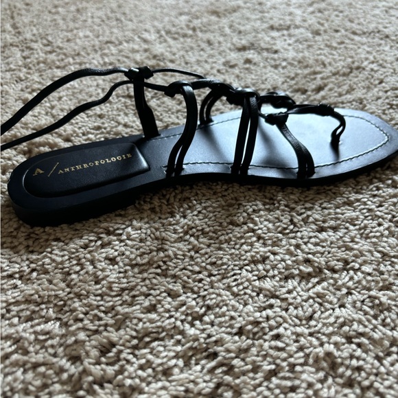 Anthropologie Sz 9 NWOB black leather lace up gladiator sandals - Picture 5 of 6